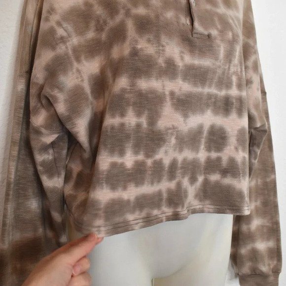 Olivaceous Sweatshirt Sz S Crop Oversized Modal Blend Neutral Athleisure Sporty - Picture 7 of 15